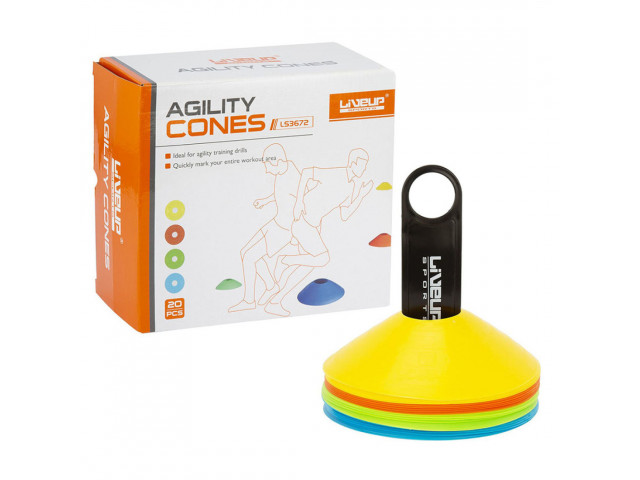 LiveUp Agility Cones With Rack - Набор фишек с подставкой 20 штук