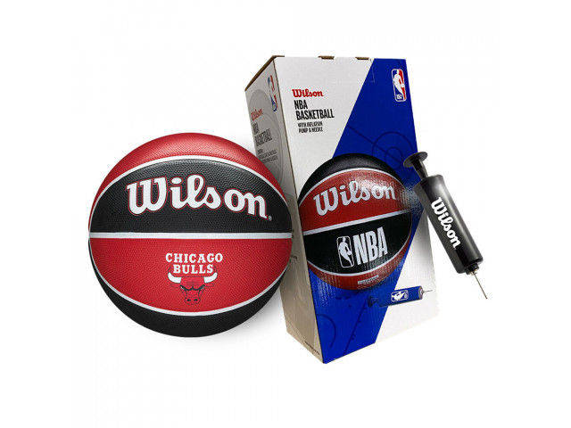 Wilson NBA Team Tribute With Ball Pump - Універсальний Баскетбольний М'яч з Насосом